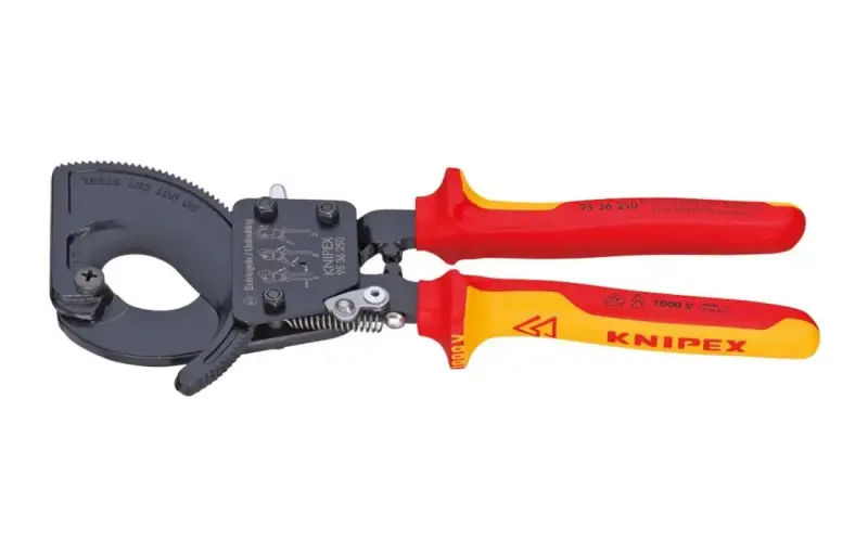 Kabelové nůžky Knipex 95 36 250 - ráčnové VDE do 1000 V (prům. 32 mm) (K 95 36 250)