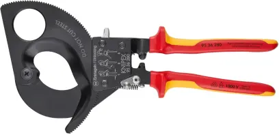 Kabelové nůžky Knipex 95 36 280 - ráčnové VDE do 1000 V (prům. 52 mm) (K 95 36 280)