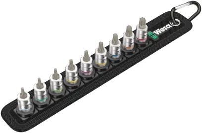 Wera 003882 Zástrčné bitové hlavice Zyklop 1/4" TX 8 ÷ TX 40 Belt A 3 TORX® HF, přidržovací fce - 9 dílů (W05003882001)