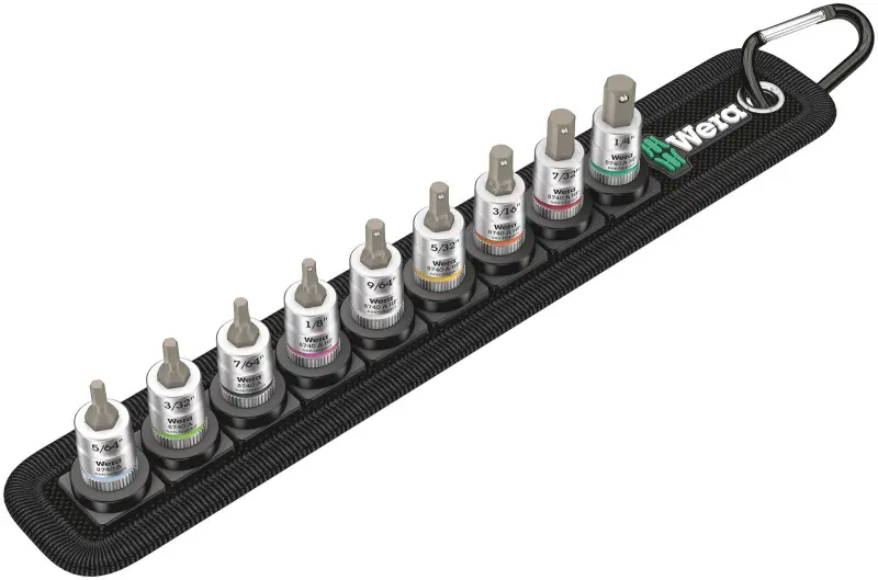 Wera 003884 Zástrčné bitové hlavice Zyklop 1/4" 5/64" ÷ 1/4" Belt A Imperial 1, přidržovací - 9 dílů (W05003884001)