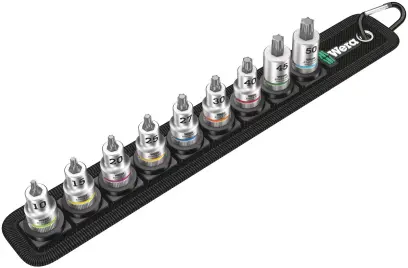 Wera 003972 Zástrčné bitové hlavice Zyklop 3/8" TX 10 ÷ TX 50 Belt B 3 TORX® HF, přidržovací - 9 dílů (W05003972001)