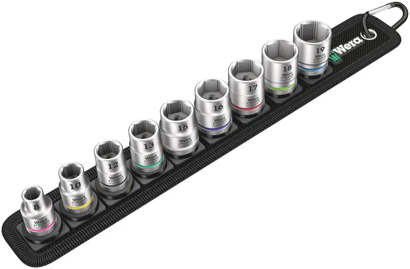 Wera 003973 Nástrčné hlavice Zyklop 3/8" HEX 8 ÷ 19 mm Belt B 4, přidržovací - 9 dílů (W05003973001)
