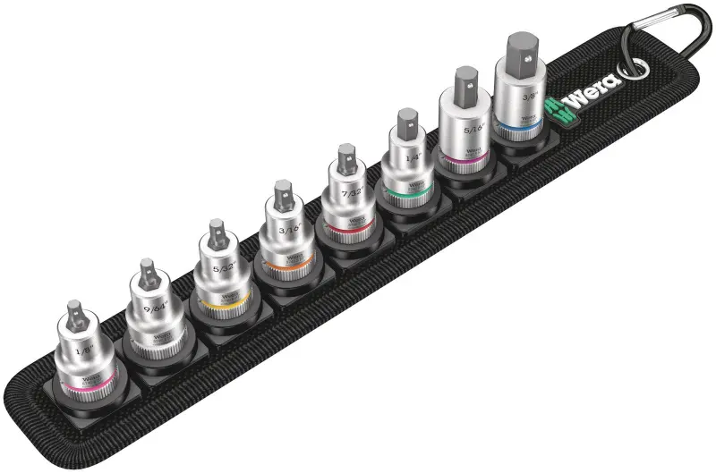 Wera 003974 Zástrčné bitové hlavice Zyklop 3/8" HEX 1/8" ÷ 3/8" Belt B Imperial 1, přidržovací - 8 dílů (W05003974001)