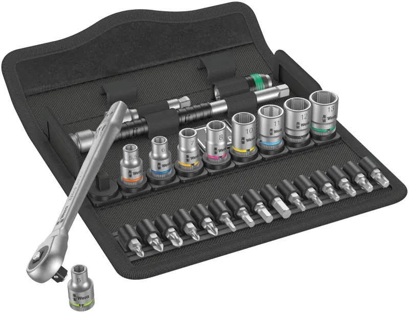 Wera 004017 Ráčnová sada 1/4" Zyklop Metal typ 8100 SA 7, průchozí - 28 dílů (W05004017001)