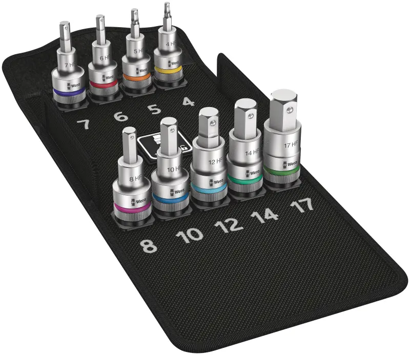 Wera 004201 Zástrčné bitové hlavice Zyklop 1/2" HEX 4 ÷ 17 mm typ 8740 C HF 1, přidržovací - 9 dílů (W05004201001)