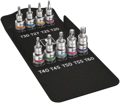 Wera 004202 Zástrčné bitové hlavice Zyklop 1/2" TX 20 ÷ TX 60 typ 8767 C TORX® HF 1, přidržovací - 9 dílů (W05004202001)