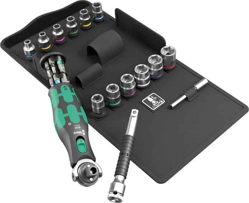 Wera 004284 Ráčnová sada 3/8" | 1/4" Zyklop Pocket Set 3 typ 8009, metrická - 27 dílů (W05004284001)