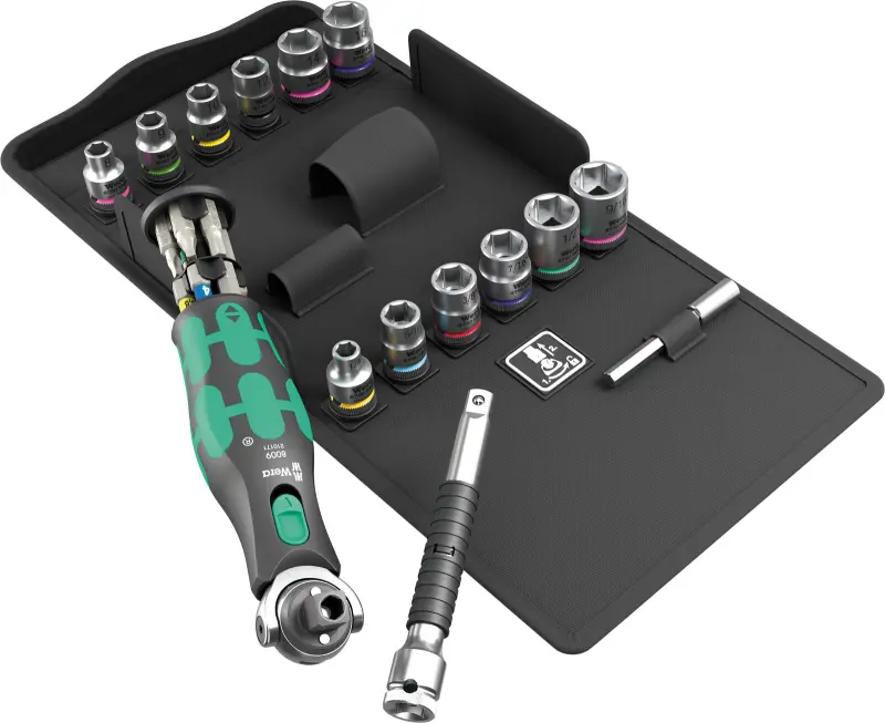 Wera 004285 Ráčnová sada 3/8" | 1/4" Zyklop Pocket Set 4 typ 8009, metrická a palcová - 27 dílů (W05004285001)
