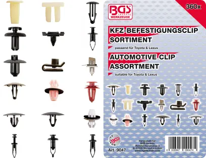 Příchytky čalounění pro vozy Toyota, Lexus, Nissan BGS109047 (Sortiment 360 dílů) (BGS109047)