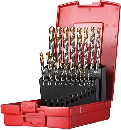Sada spirálových vrtáků 1 -10 mm x0,5 in A002 v box u 118G, typ N 4xD 19 ks T in Tip A095201 Dormer