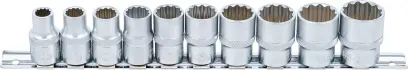 Nástrčné hlavice 1/2" 12hran 3/8 ÷ 15/16" BGS109114, palcové. Sada 10 dílů na kolejnici (BGS109114)