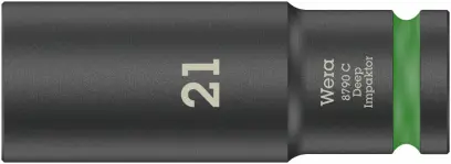 Wera 004837 Nástrčná hlavice 1/2" 21 mm typ 8790 C Impaktor Deep, dlouhá, rázová (W05004837001)
