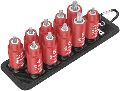 Wera 004930 Zástrčné bitové hlavice 3/8" pro elektrikáře Belt B VDE 1 Zyklop, izolované, přidržovací - 10 dílů (W05004930001)