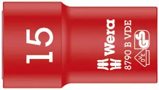 Wera 004959 Nástrčná hlavice 3/8" 15 mm typ 8790 B Zyklop VDE, izolovaná (W05004959001)