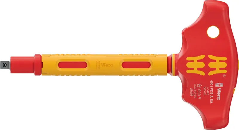 Wera 005121 Šroubovák s příčnou rukojetí, izolací VDE a funkcí ráčny pro nástrčné hlavice 1/4" typ 410 i VDE A RA (W05005121001)