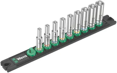 Wera 005410 Magnetická lišta A Deep 1 - nástrčné hlavice 1/4" 6hran 5 ÷ 13 mm typ 8790 HMA Deep, prodloužené - 9 dílů (W05005410001)