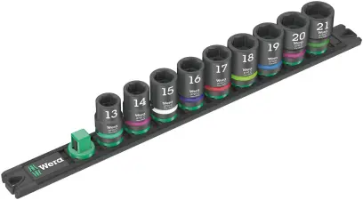 Wera 005490 Magnetická lišta C Impaktor 1 - nástrčné hlavice 1/2" 6hran 13 ÷ 21 mm typ 8790 C Impaktor, rázové - 9 dílů (W05005490001)