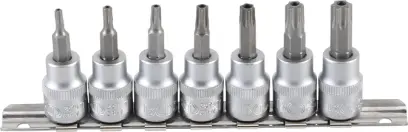Zástrčné bitové hlavice 3/8" BGS 9341 T-profil T15 ÷ T50 s otvorem, 7 dílů (BGS109341)