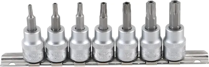 Zástrčné bitové hlavice 3/8" BGS 9341 T-profil T15 ÷ T50 s otvorem, 7 dílů (BGS109341)