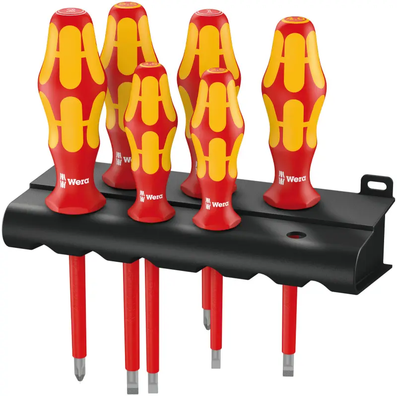 Wera 006145 Elektrikářské šroubováky Kraftform Plus VDE řada 100 typ 160 i/6 - 6 dílů a stojánek (W05006145001)