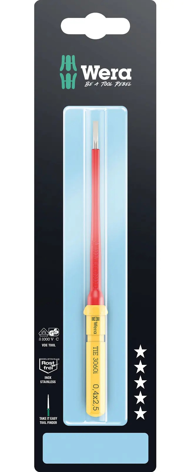 Wera 006575 Výměnná šroubovací čepel SL Kraftform Kompakt VDE 3060 i 0,4x2,5x157 mm TIE SB (W05006575001)