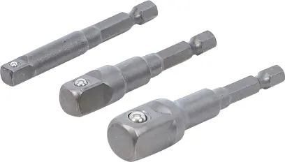 BGS 9685 Vrrtačkové adaptéry šestihran 1/4" na čtyřhran 1/4" - 3/8" - 1/2" BGS109685 Sada 3 díly (BGS109685)