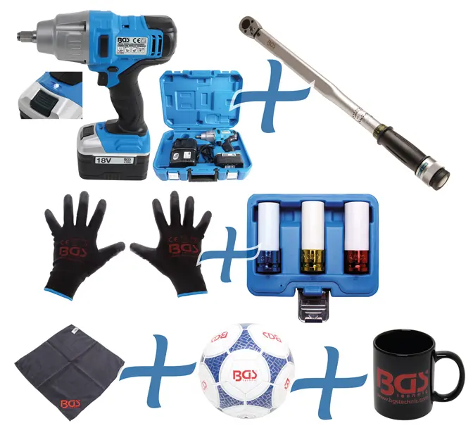 Souprava pro výměnu kol včetně utahováku 18 V BGS109927 Sada 7 dílů (BGS109927)