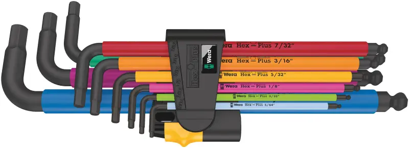 Wera 022640 Zástrčné klíče 950/9 Hex-Plus Multicolour Imperial 2, palcové, BlackLaser (Sada 9 dílů) (W05022640001)