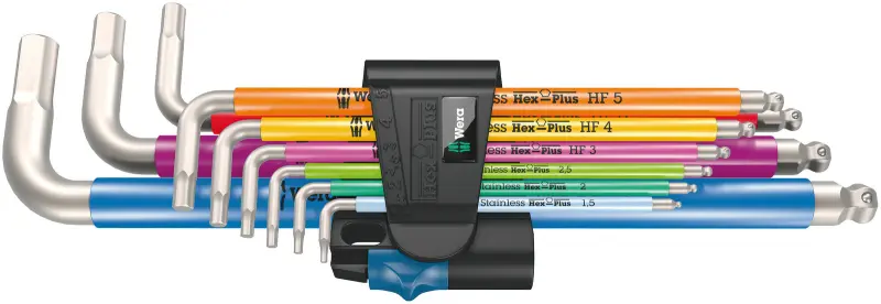 Wera 022699 Zástrčné klíče 3950/9 Hex-Plus 1,5 ÷ 10 mm Multicolour HF Stainless 1, přidržovací funkce, nerezové (Sada 9 dílů) (W05022699001)