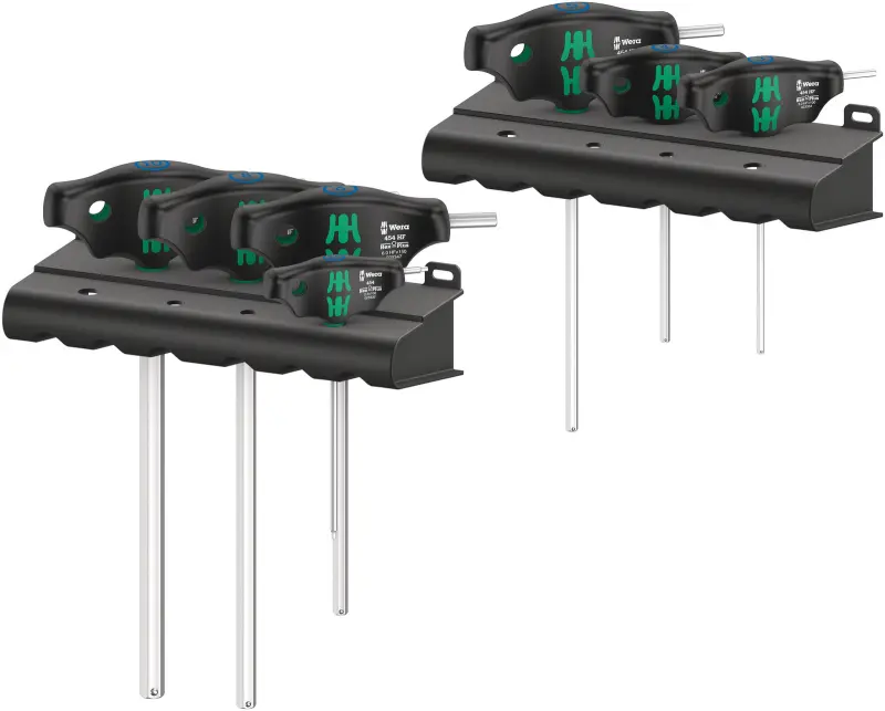 Wera 023450 Zástrčné klíče Hex-Plus s T-rukojetí 454/7 HF Set 1 (Sada 9 dílů s přidržovací funkcí) (W05023450001)