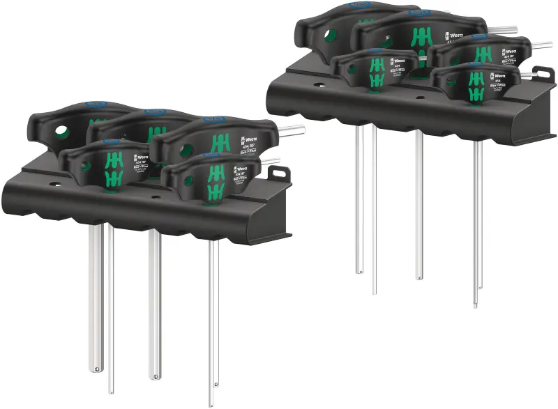 Wera 023451 Zástrčné klíče Hex-Plus s T-rukojetí 454/10 HF Set Imperial 1 - Palcové (Sada 12 dílů s přidržovací funkcí) (W05023451001)