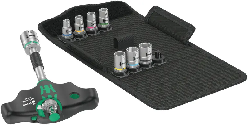 Wera 023470 Nástrčné hlavice 1/4" 6 ÷ 13 mm s T-rukojetí Kraftform Kompakt 400 RA Set 2 (Sada 9 dílů) (W05023470001)