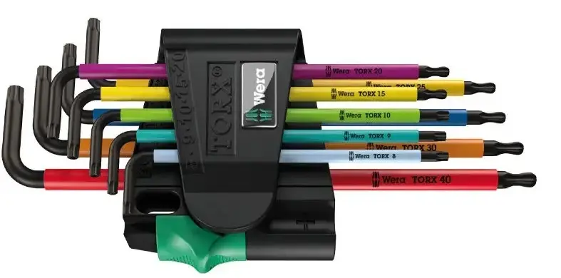 Wera 024335 Zástrčné klíče Torx 967/9 TX BO Multicolour 1, BlackLaser  (Sada 9 dílů) (W05024335001)