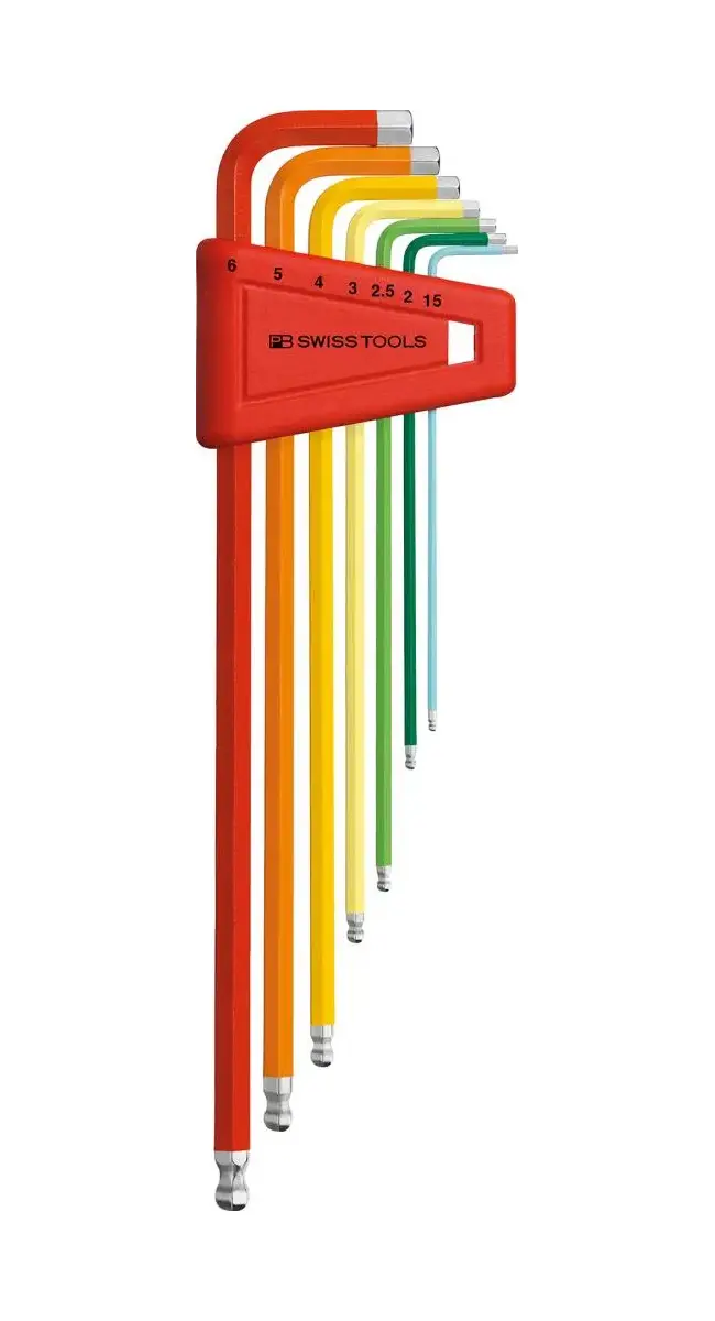 Zástrčné klíče inbus 1,5 ÷ 6 mm Swiss Tools PB 212.LH-6 RB, dlouhé s kul.hlavou (Sada 7 dílů) (PBS7610733254293)