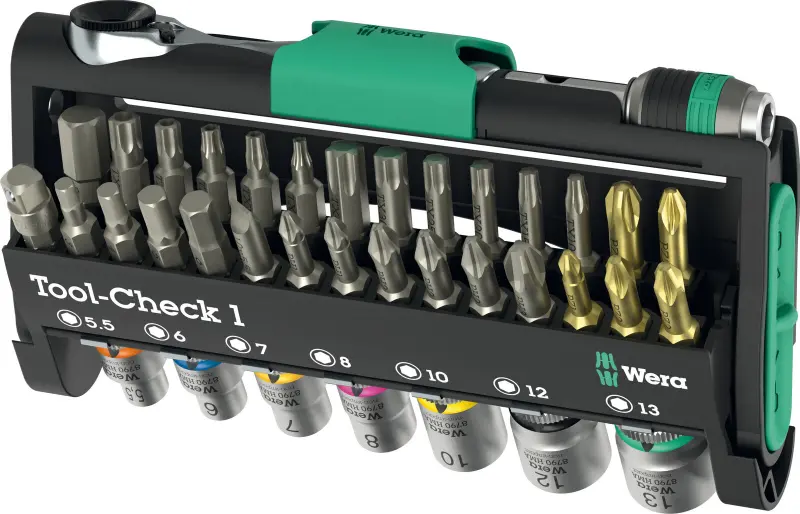 Wera 049050 Šroubovací bity, hlavice a ráčna Zyklop 1/4" Tool-Check 1 (Sada 38 dílů) (W05049050001)