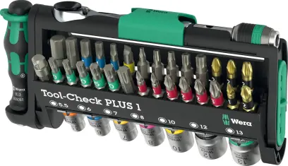 Wera 049055 Bity, hlavice a ráčna 1/4" Zyklop Tool-Check PLUS 1 s držákem 889/4/1 K (Sada 39 dílů) (W05049055001)