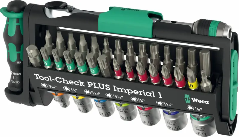 Wera 049060 Šroubovací bity, hlavice a ráčna Zyklop 1/4" Tool-Check Plus Imperial 1 - palcové (Sada 39 dílů) (W05049060001)