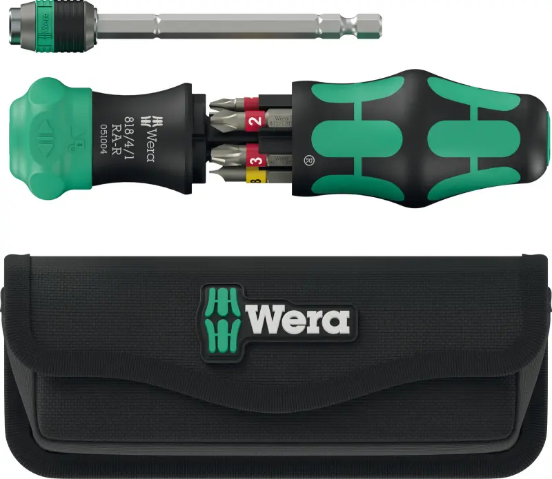 Wera 051515 Ruční šroubovák s ráčnou Kraftform Kompakt 25 RA-R včetně bitů. V pouzdru (Sada 6 dílů) (W05051515001)