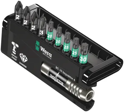 Wera 057417 Bity Bit-Check 10 Impaktor 4 s držákem 897/4 Impaktor (Sada 10 dílů) (W05057417001)