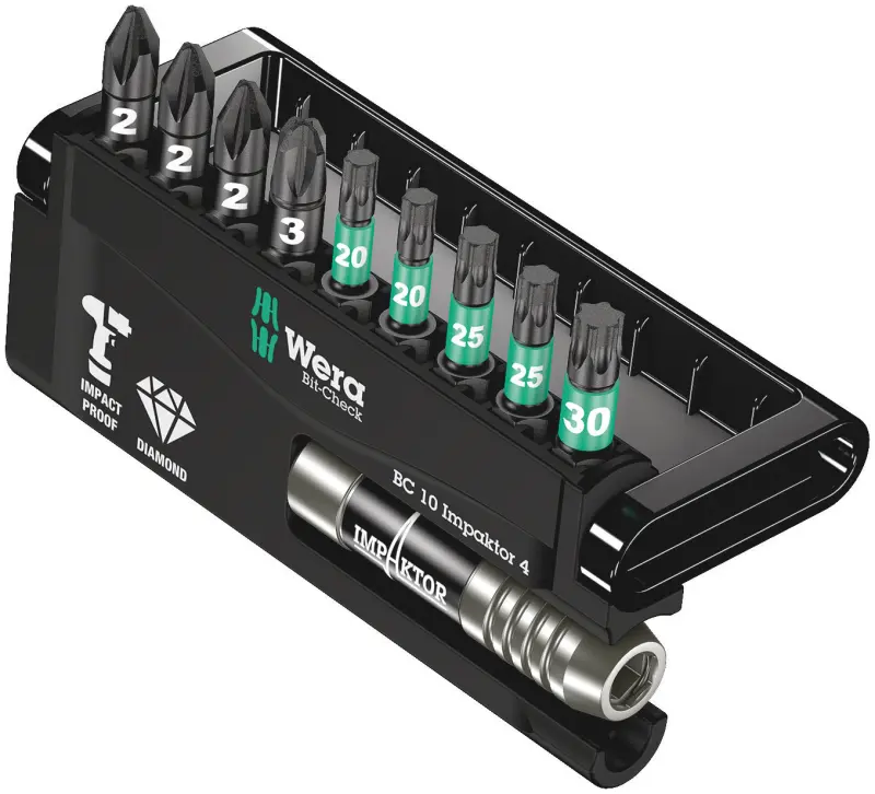 Wera 057417 Bity Bit-Check 10 Impaktor 4 s držákem 897/4 Impaktor (Sada 10 dílů) (W05057417001)