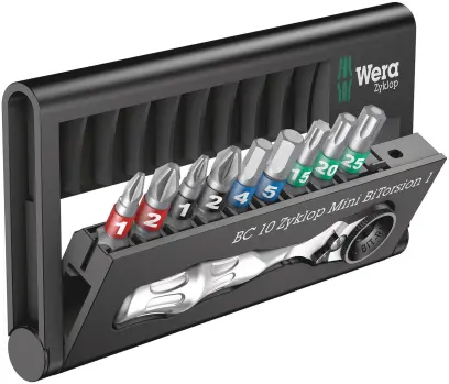 Wera 057418 Sada bitů, ráčny a držáku Bit-Check 10 Zyklop Mini BiTorsion 1 (10 ks) (W05057418001)