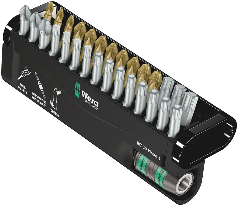 Wera 057433 Torzní bity Bit-Check 30 Wood 1 s držákem 887/4 RR (Sada 30 dílů) (W05057433001)