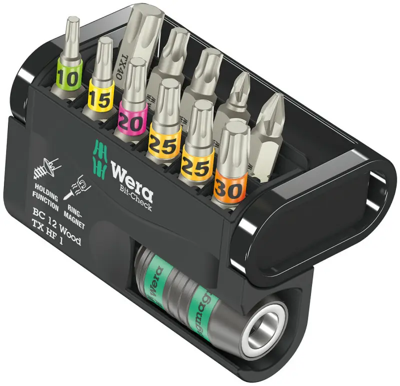 Wera 057435 Šroubovací bity 1/4" Bit-Check 12 Wood TX HF 1 (Sada 12 dílů) (W05057435001)