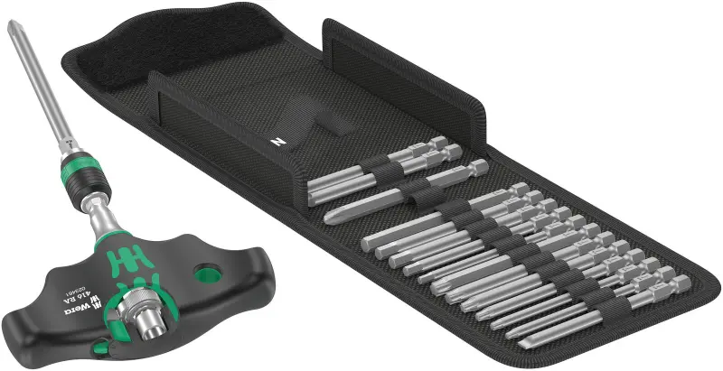 Wera 057473 Šroubovací bity s T-rukojetí Kraftform Kompakt 400 RA Imperial Set 1 (Sada 17 dílů) (W05057473001)