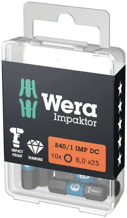 Wera 057606 Bit 1/4" Hex 6 mm 840/1 IMP DC Impaktor (W05057606001)