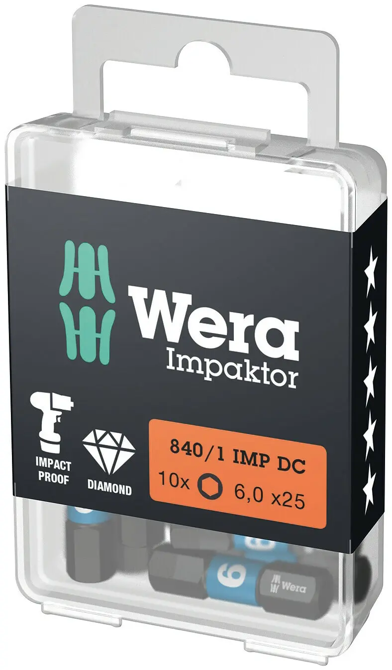 Wera 057606 Bit 1/4" Hex 6 mm 840/1 IMP DC Impaktor (W05057606001)