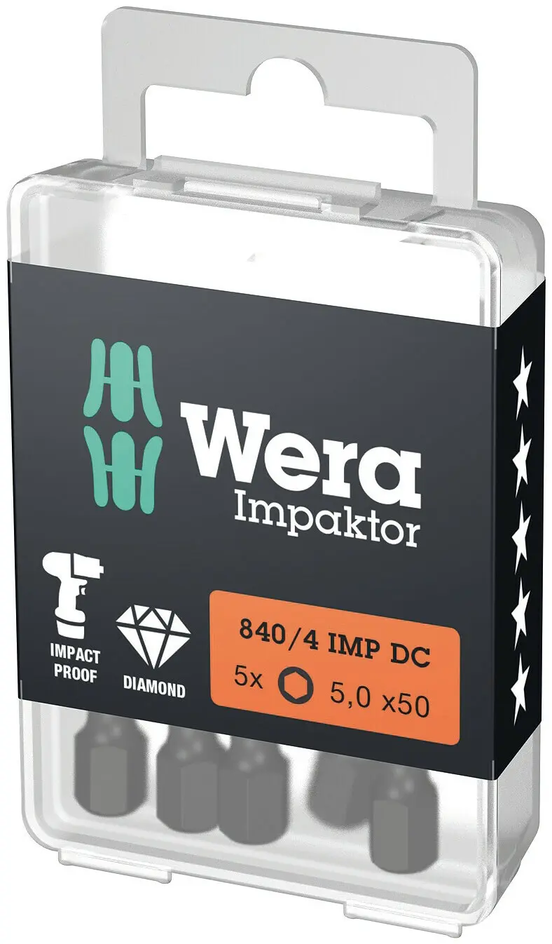 Wera 057645 Bit 1/4" Hex 5 x 50 mm 840/4 IMP DC Impaktor (W05057645001)