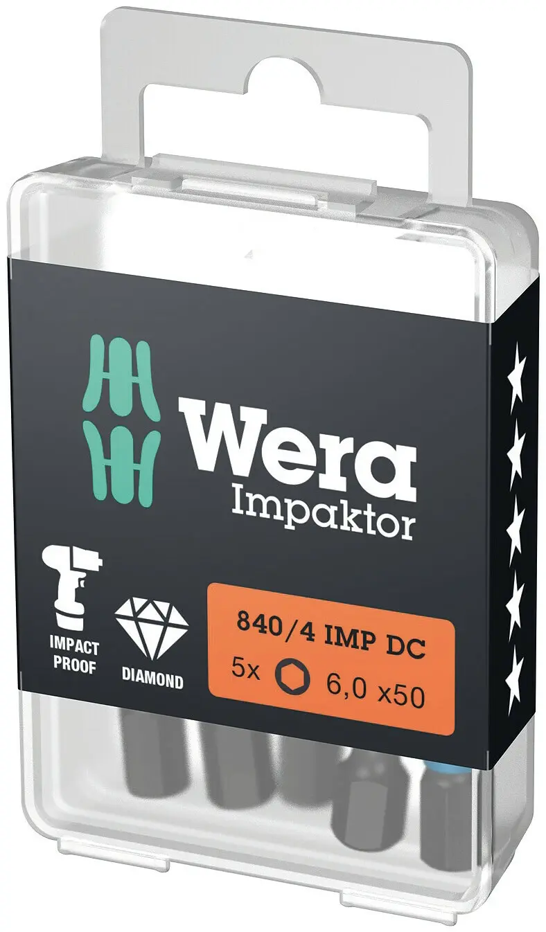 Wera 057646 Bit 1/4" Hex 6 x 50 mm 840/4 IMP DC Impaktor (W05057646001)