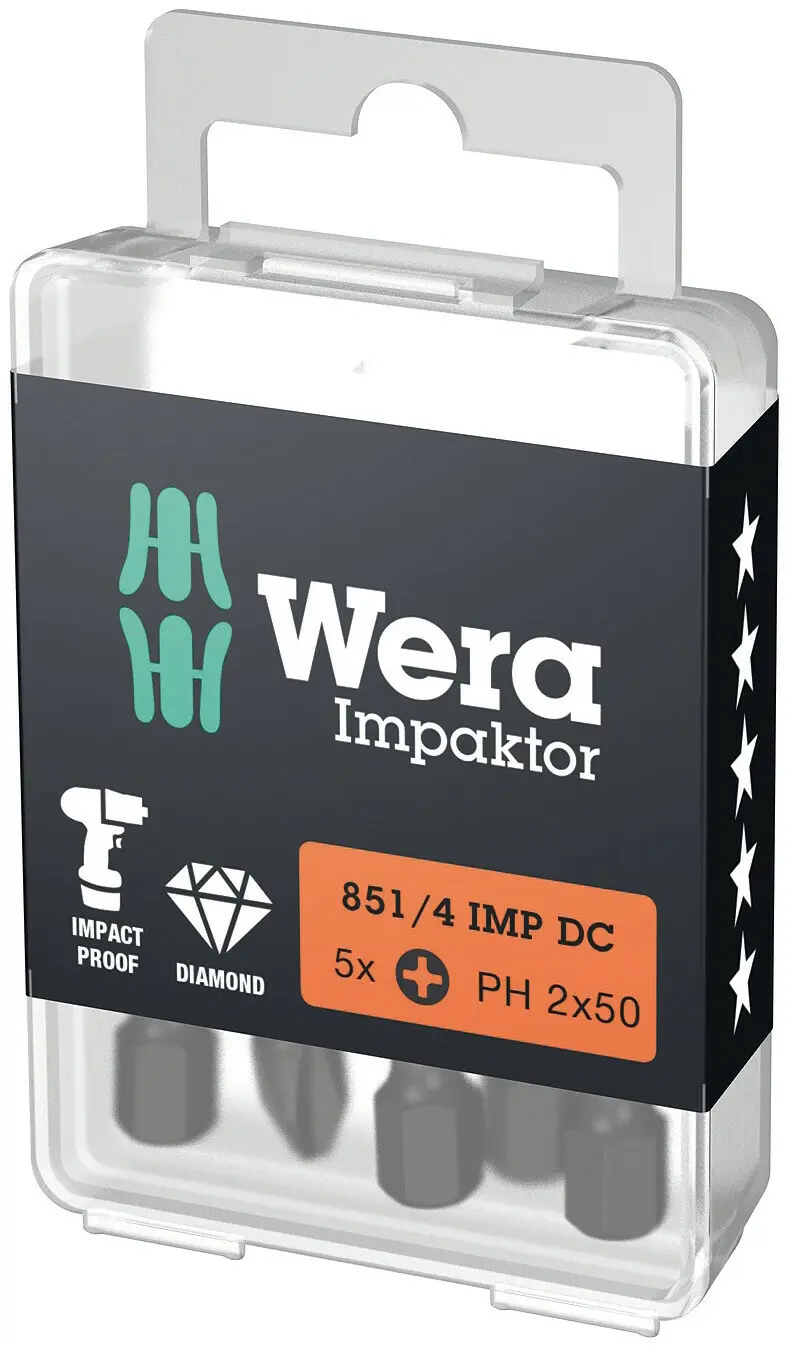 Wera 057656 Bit 1/4" PH 2 x 50 mm typ 853/4 IMP DC Impaktor (W05057656001)