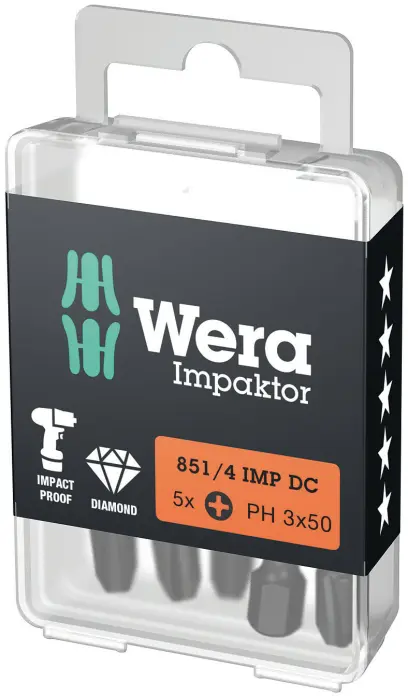 Wera 057657 Bit 1/4" PH 3 x 50 mm typ 853/4 IMP DC Impaktor (W05057657001)